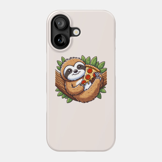 Cute Sloth with a Slice of Pizza Phone Case by logiamerch