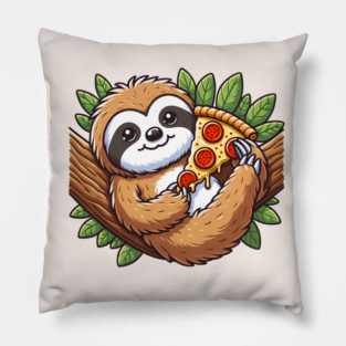 Cute Sloth with a Slice of Pizza Pillow