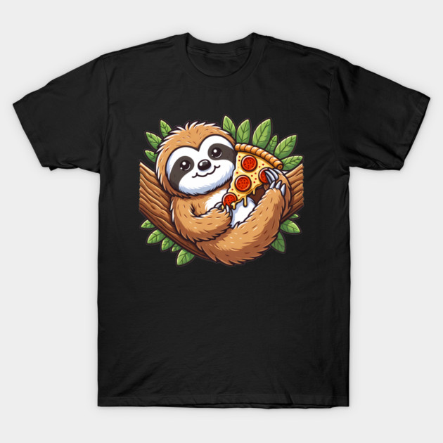 Cute Sloth with a Slice of Pizza T-Shirt by logiamerch