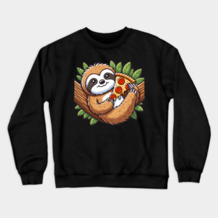 Cute Sloth with a Slice of Pizza Crewneck Sweatshirt