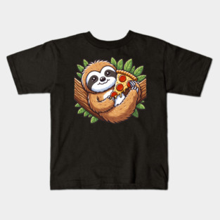 Cute Sloth with a Slice of Pizza Kids T-Shirt