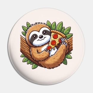 Cute Sloth with a Slice of Pizza Pin