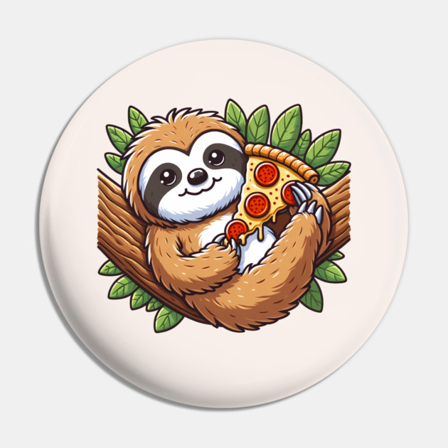 Cute Sloth with a Slice of Pizza Pin by logiamerch