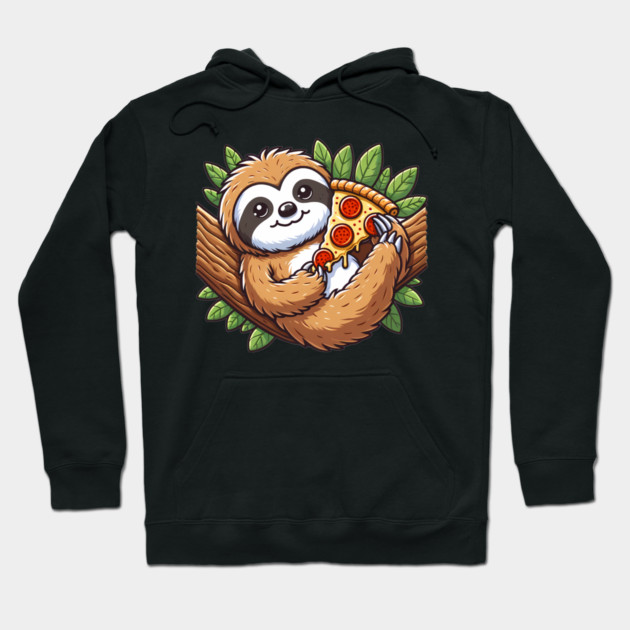 Cute Sloth with a Slice of Pizza Hoodie by logiamerch