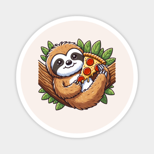 Cute Sloth with a Slice of Pizza Magnet by logiamerch