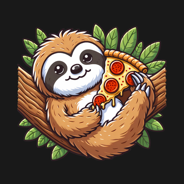 Cute Sloth with a Slice of Pizza by logiamerch