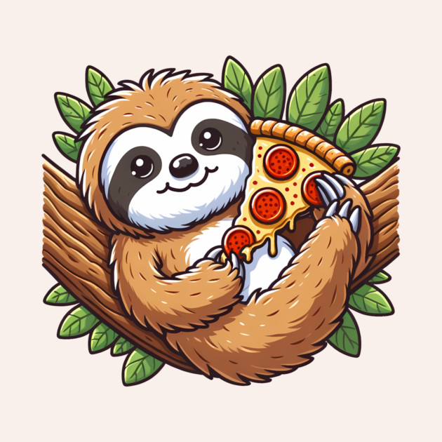 Cute Sloth with a Slice of Pizza by logiamerch
