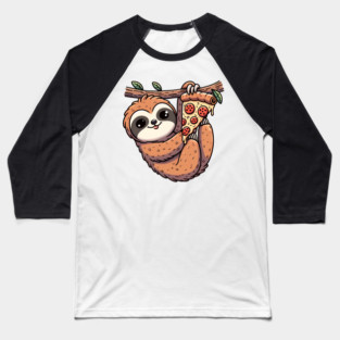 Cute Sloth with a Slice of Pizza Baseball T-Shirt