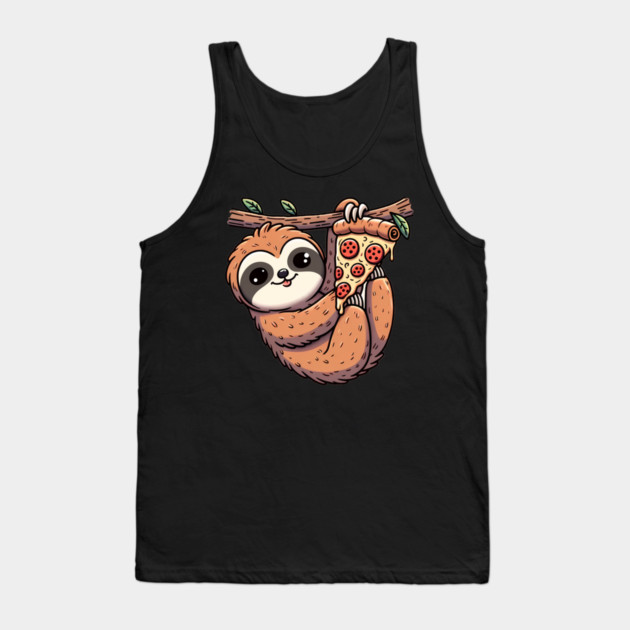 Cute Sloth with a Slice of Pizza Tank Top by logiamerch