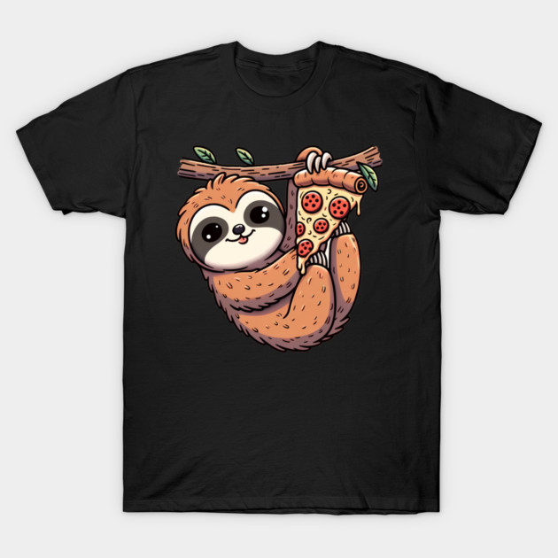 Cute Sloth with a Slice of Pizza T-Shirt by logiamerch