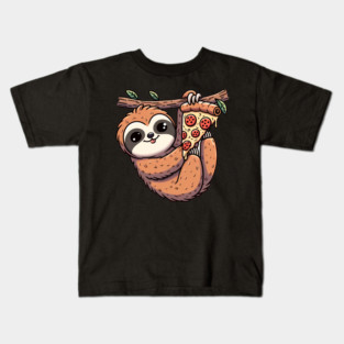 Cute Sloth with a Slice of Pizza Kids T-Shirt