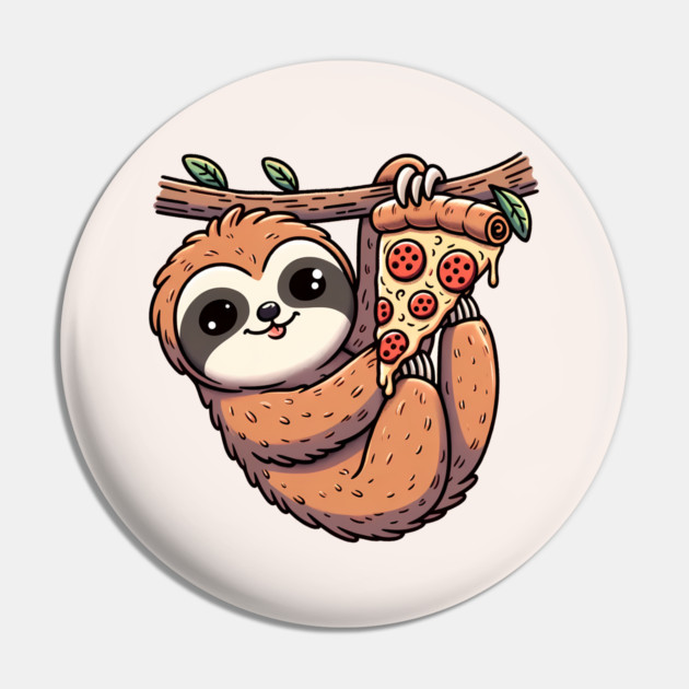 Cute Sloth with a Slice of Pizza Pin by logiamerch