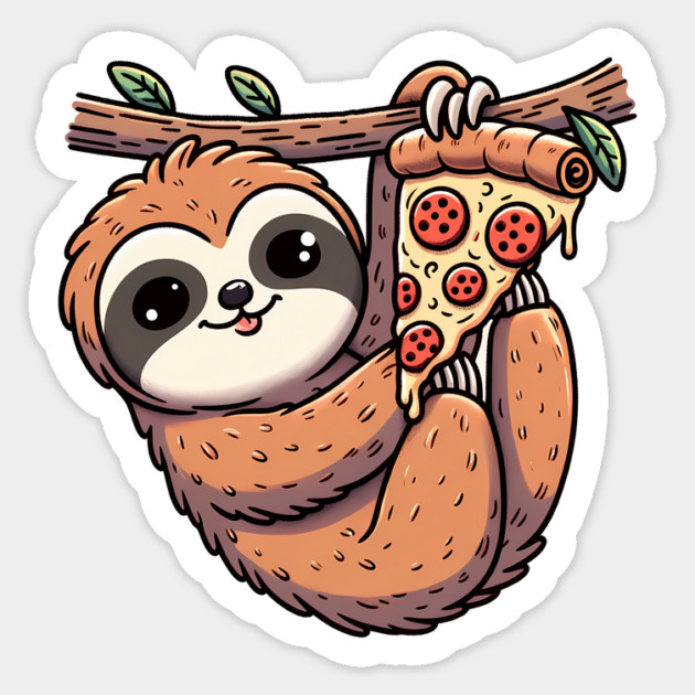 Cute Sloth with a Slice of Pizza Sticker by logiamerch