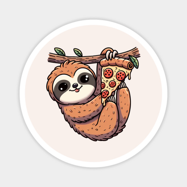 Cute Sloth with a Slice of Pizza Magnet by logiamerch