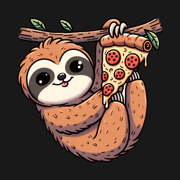 Cute Sloth with a Slice of Pizza by logiamerch