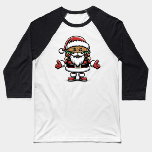 Funny Burger Xmas Style, Santa Loves Burgers Baseball T-Shirt