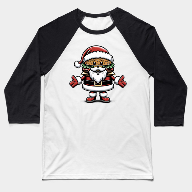 Funny Burger Xmas Style, Santa Loves Burgers Baseball T-Shirt by logiamerch
