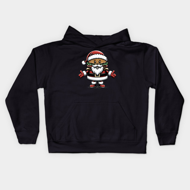Funny Burger Xmas Style, Santa Loves Burgers Kids Hoodie by logiamerch
