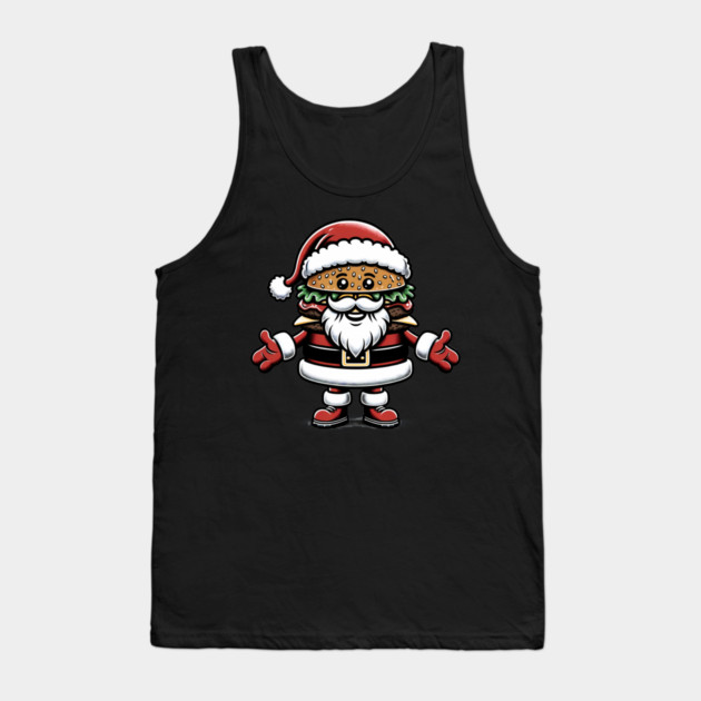 Funny Burger Xmas Style, Santa Loves Burgers Tank Top by logiamerch