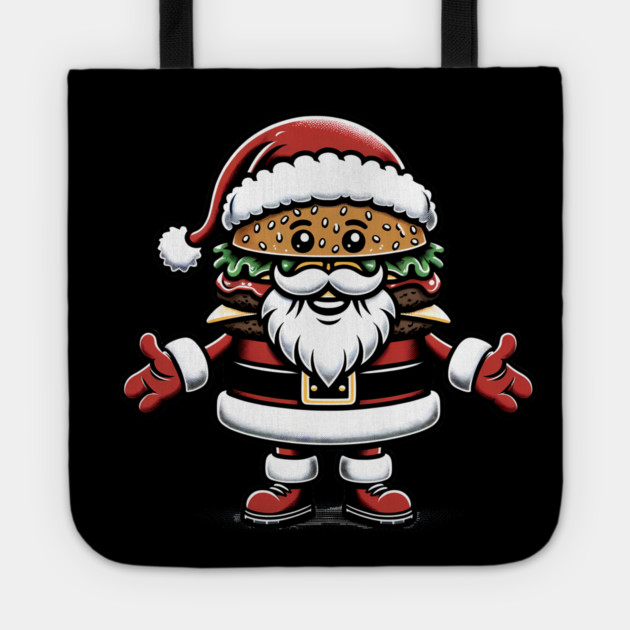 Funny Burger Xmas Style, Santa Loves Burgers Tote by logiamerch
