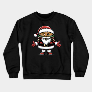 Funny Burger Xmas Style, Santa Loves Burgers Crewneck Sweatshirt