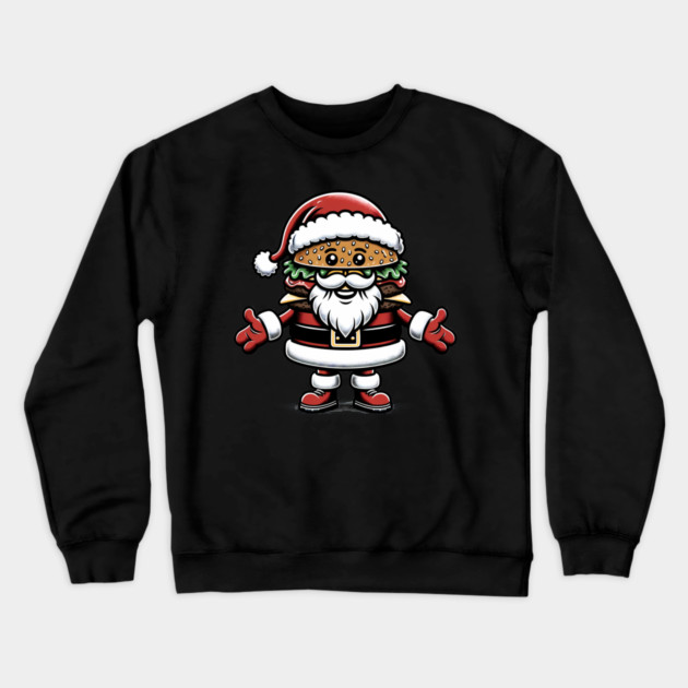 Funny Burger Xmas Style, Santa Loves Burgers Crewneck Sweatshirt by logiamerch