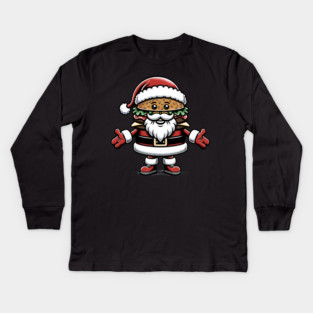 Funny Burger Xmas Style, Santa Loves Burgers Kids Long Sleeve T-Shirt