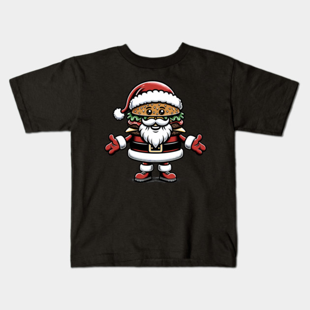 Funny Burger Xmas Style, Santa Loves Burgers Kids T-Shirt by logiamerch