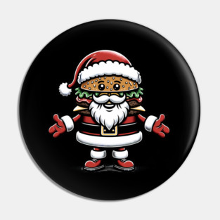 Funny Burger Xmas Style, Santa Loves Burgers Pin