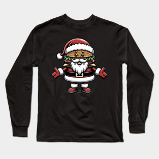 Funny Burger Xmas Style, Santa Loves Burgers Long Sleeve T-Shirt
