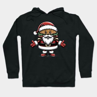 Funny Burger Xmas Style, Santa Loves Burgers Hoodie