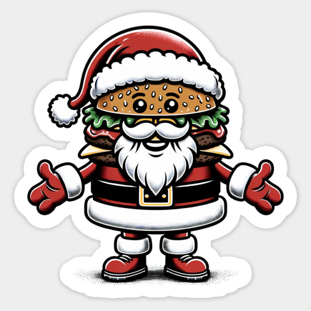 Funny Burger Xmas Style, Santa Loves Burgers Sticker by logiamerch