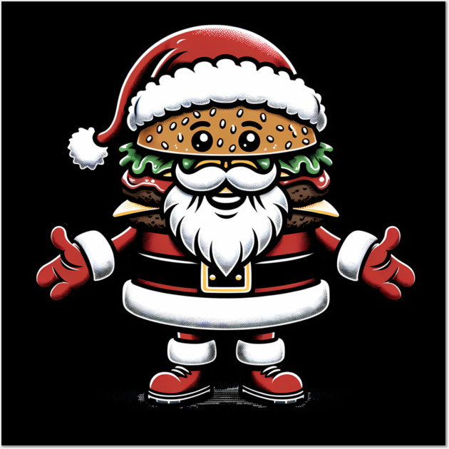 Funny Burger Xmas Style, Santa Loves Burgers Wall Art by logiamerch