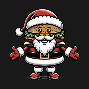 Funny Burger Xmas Style, Santa Loves Burgers T-Shirt