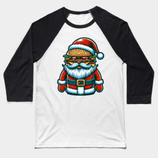 Funny Burger Xmas Style, Santa Loves Burgers Baseball T-Shirt