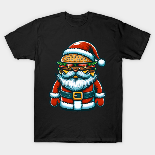 Funny Burger Xmas Style, Santa Loves Burgers T-Shirt by logiamerch