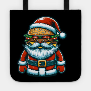 Funny Burger Xmas Style, Santa Loves Burgers Tote