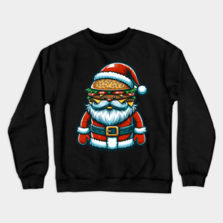 Funny Burger Xmas Style, Santa Loves Burgers Crewneck Sweatshirt