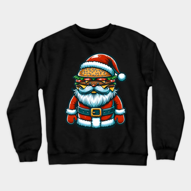 Funny Burger Xmas Style, Santa Loves Burgers Crewneck Sweatshirt by logiamerch