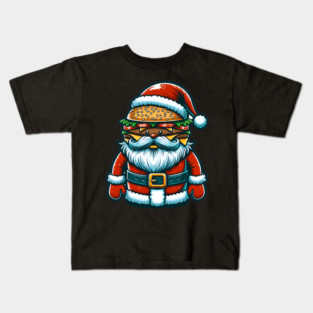 Funny Burger Xmas Style, Santa Loves Burgers Kids T-Shirt