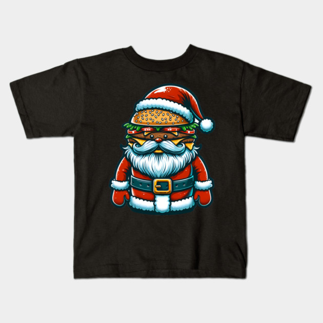 Funny Burger Xmas Style, Santa Loves Burgers Kids T-Shirt by logiamerch