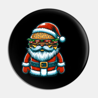 Funny Burger Xmas Style, Santa Loves Burgers Pin
