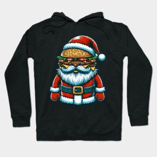 Funny Burger Xmas Style, Santa Loves Burgers Hoodie