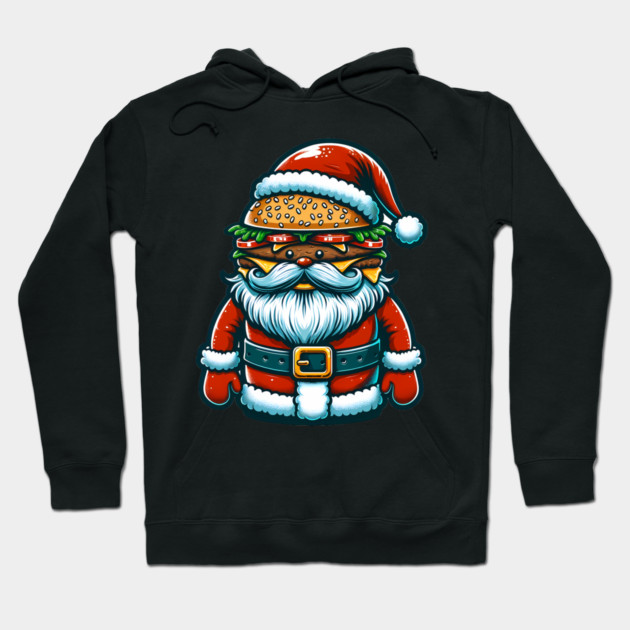 Funny Burger Xmas Style, Santa Loves Burgers Hoodie by logiamerch
