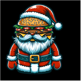 Funny Burger Xmas Style, Santa Loves Burgers Posters and Art