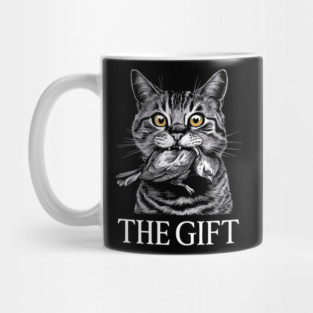 Cat with Bird "The Gift" Dark Humor Mug