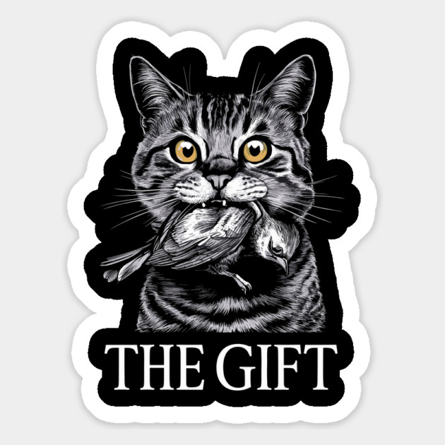 Cat with Bird "The Gift" Dark Humor Magnet by Anticorporati