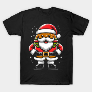 Funny Burger Xmas Style, Santa Loves Burgers T-Shirt