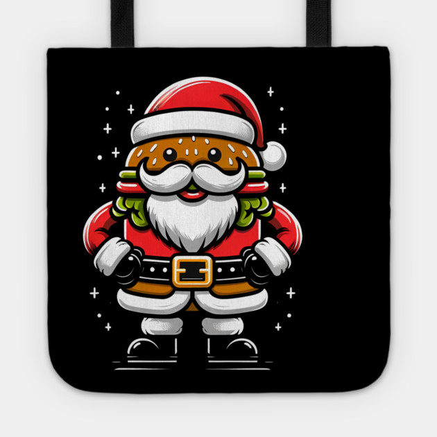 Funny Burger Xmas Style, Santa Loves Burgers Tote by logiamerch