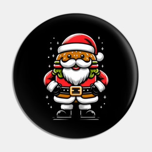 Funny Burger Xmas Style, Santa Loves Burgers Pin